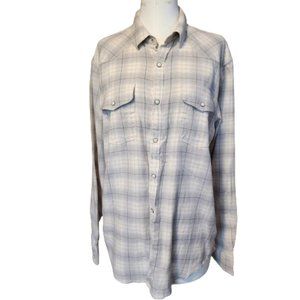 Lucky Brand Pearl Snap Boyfriend Plaid Button Down Medium